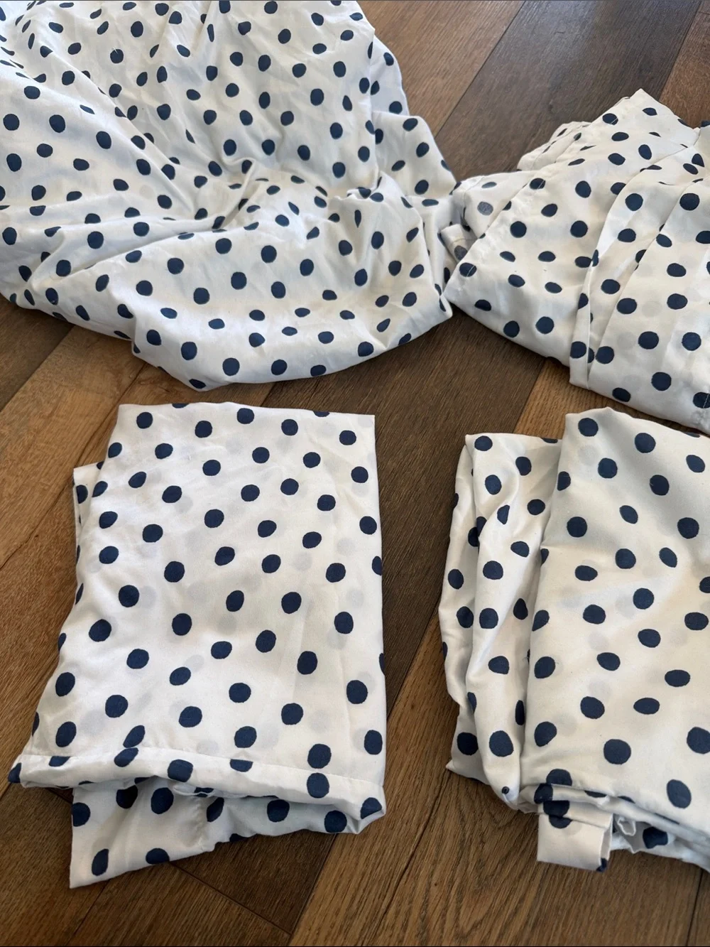 White and Navy Polka Dot Kids Accessory Set